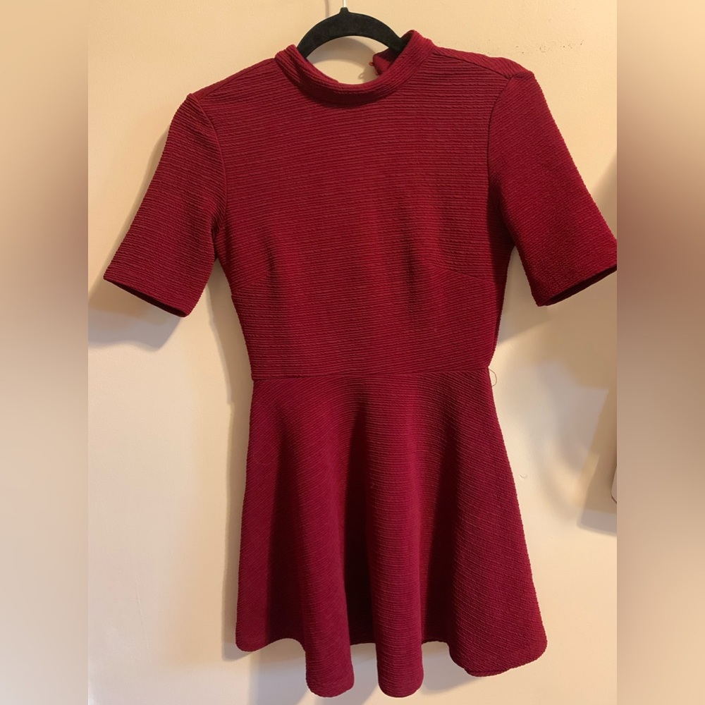 Cherry red mid sleeve dress